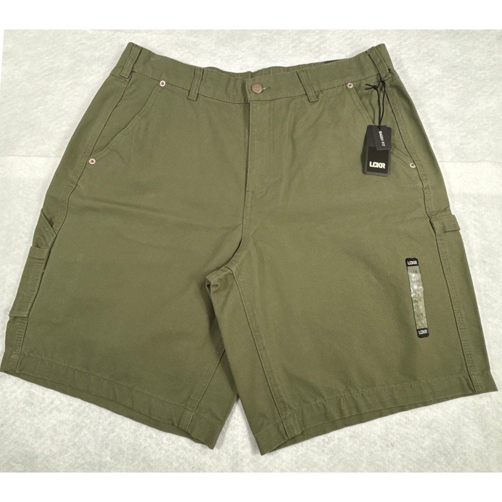 LCKR Lajoie Cargo Shorts Mens Large 36-38 Green Utility Casual Stretch NWT